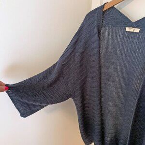 Dolman Sleeve Open Knit Cardigan Navy Blue Small easel brand